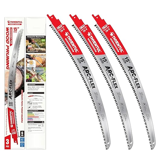15 Inch 6TPI Japanese Teeth Reciprocating Saw Blade Set,Curved Edge Wood Pruning Sawzall Blades for Tree Trimming,Wood Cutting,3 Pack