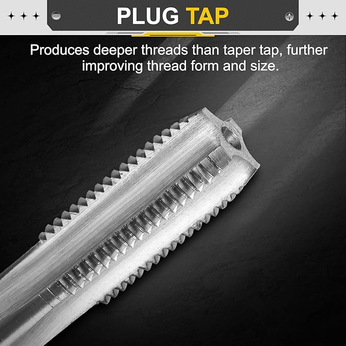 uxcell Hand Plug Tap M13 x 1.5 H2 Metric Thread Plug Style Taps Straight Flute Screw Tapping Threading Tool High Speed Steel HSS6542