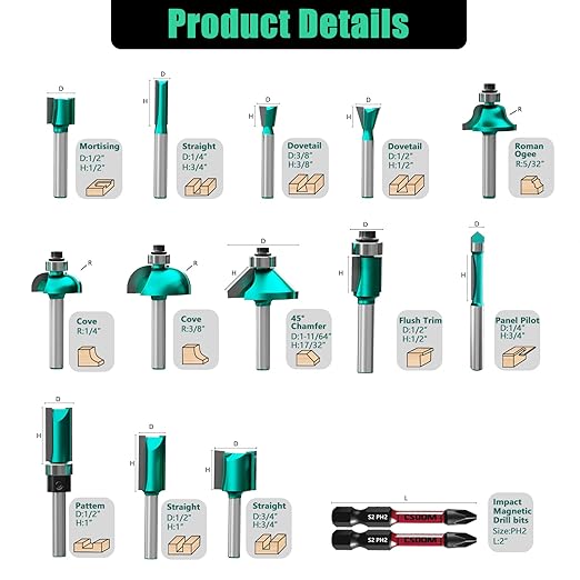 CSOOM 30PCS Router Bits Set - 1/4Inch Shank with Professional Woodworking Tools for Precision Carving and Versatile Applications