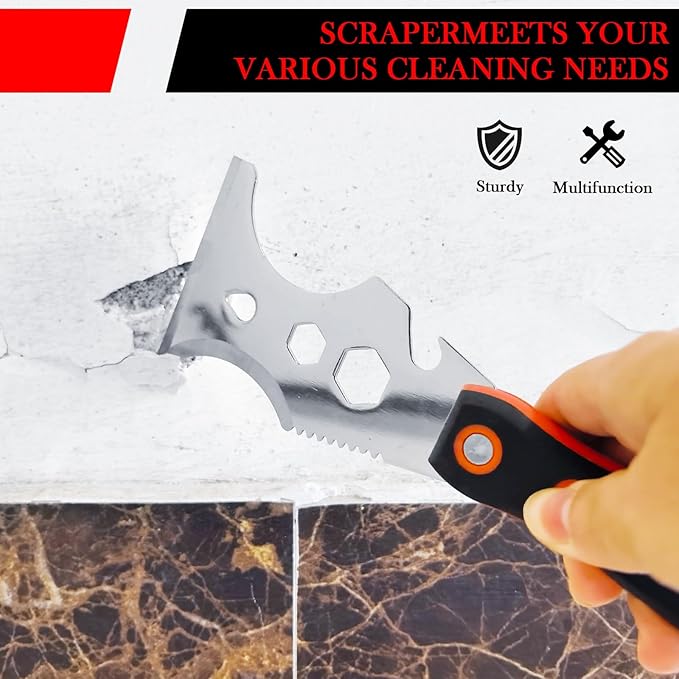 WYPROCEED Paint Scraper Tool, Stainless Steel 12-in-1 Putty Knife, Metal Spackle Scraper for Removing Drywall Paint, Caulk, Wood, Wallpaper
