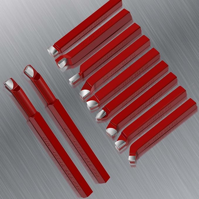 11 Pc 5/16" Carbide Tip Tipped Cutter Tool,Metal Lathe Cutting Tools,Lathe Tools Metal Cutting for Metal Lathe Turning, Boring, and Chamfering