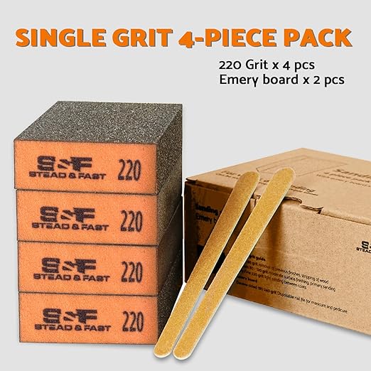 Sanding Sponge 220 Grit 4 Pcs, Coarse Medium Fine Sanding Block, Sander Sponges for Drywall Metal, Sandpaper Sponge Sanding Blocks for Wood by S&F STEAD & FAST