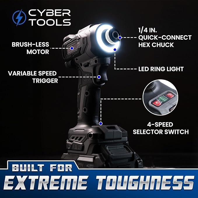21V Brushless Cordless Driver, Compact and Light Weight, 230Nm Max Torque, 4000 IPM, 3200 RPM with LED Light, 2 Batteries 2000mAh, Charger, and Case Included