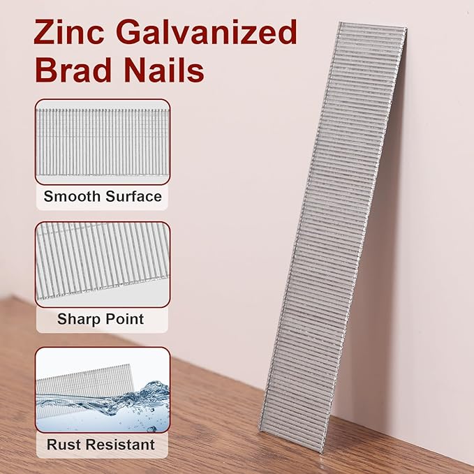 18 Gauge Brad Nails, 6000 Counts 1-1/4-inch 18 GA Brad Nails, Galvanized Nails for Nail Gun, Finishing Nail Gun Nails for Pneumatic, Electric Brad Nailer Gun