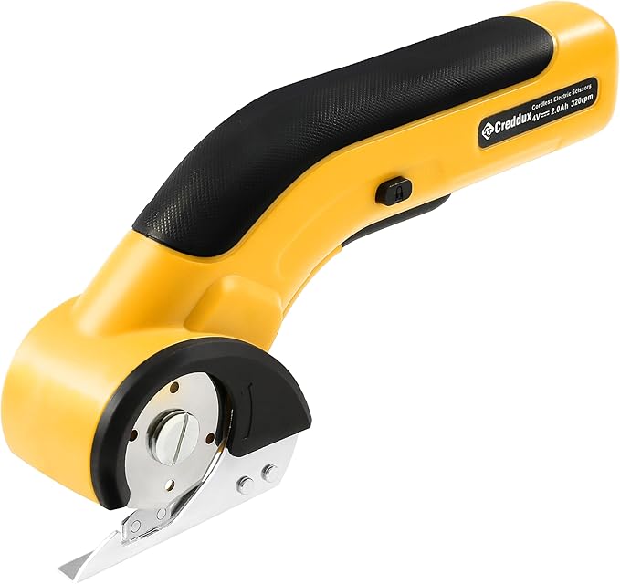 Electric Box Cutter, Cordless Electric Scissors With Safety Lock, USB Rechargeable Cardboard Cutter for Packages Leather Plastic（yellow）