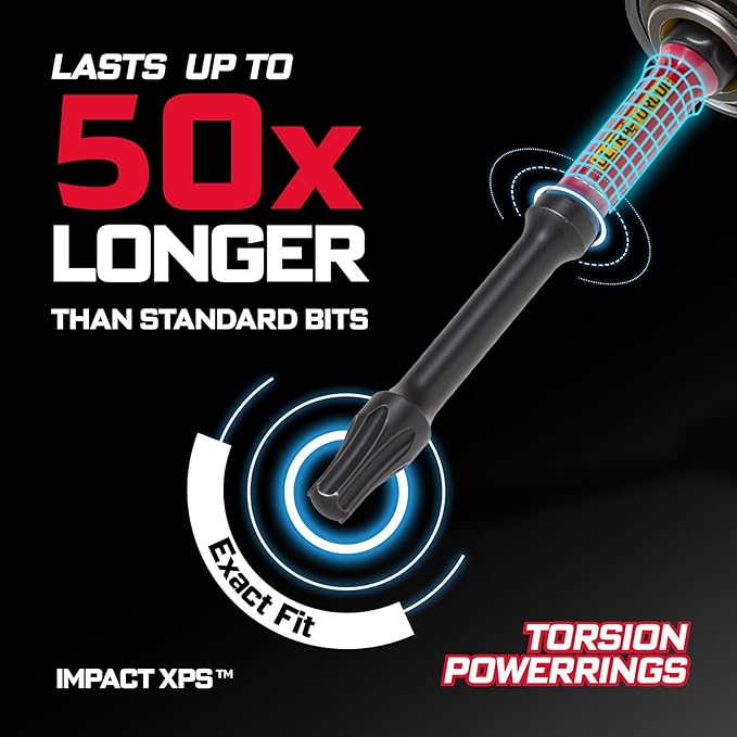 3?쒲mpact Torx Screwdriver Bits Set,13Pcs Magnetic S2 Steel Long Extension Star Driver Bits Set (T7-T40) with Color Coded Base