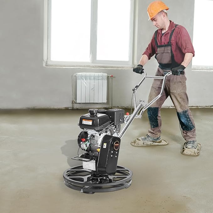 VEVOR Power Trowel, 24??Walk-Behind Cement Trowel with Float Pan, 6HP Gas-Powered Smooth Concrete Surface Finisher, Heavy Duty Commercial Screed Concrete Cement with Finishing Blade