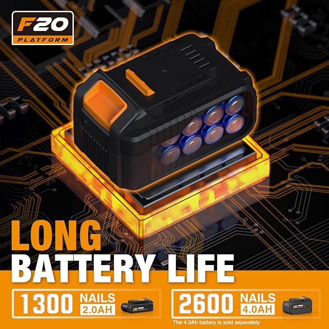 Freeman PE20V31618G 20 Volt Cordless 3-in-1 16 and 18 Gauge Nailer/Stapler Kit with Lithium Ion Battery, Charger, Bag, and Fasteners (600 Count) ??1300 Shots Per Charge