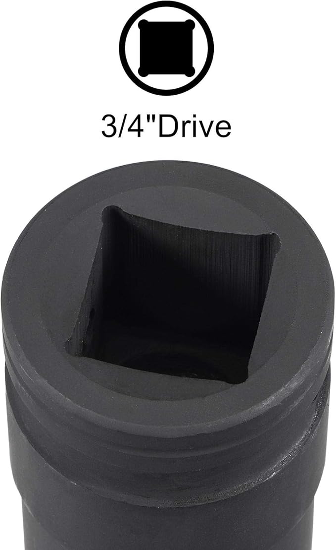 uxcell 3/4-Inch Drive 24mm 12-Point Impact Socket, CR-MO Steel 56mm Length, Standard Metric Sizes