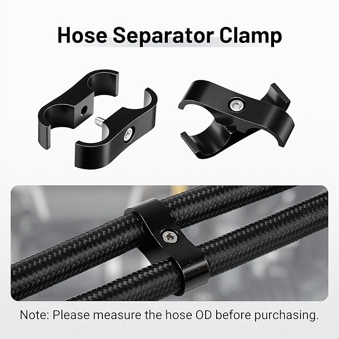 EVIL ENERGY 8AN Hose Separator Clamp, AN8 Fuel Line Mounting Clamp Aluminum Black 4PCS