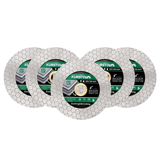 Tile Diamond Saw Blade - 5PCS 4"/105mm Dual-Purpose Diamond Cutting Disc,Angel Grinder Blade Arbor 7/8"-5/8" for Cutting and Grinding Ceramic Tiles,Porcelain,Granite,Marble