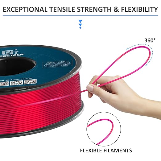 Geeetech TPU Filament 1.75mm, Shore 95A ??Flexible 3D Printer Filament with High Elasticity, 1KG (2.2lbs) Spool, Dimensional Accuracy 짹0.03mm, Fits Most FDM Printers (Clear Pink)