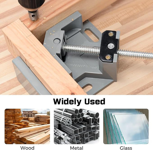 huachuanghc Corner Clamp, 4pcs 90 Degree Right Angle Clamp with Adjustable Aluminum Alloy Swing Jaw, Single Handle Clamps for Woodworking Tools Photo Framing, Present for Men Dad 11.1 Inch