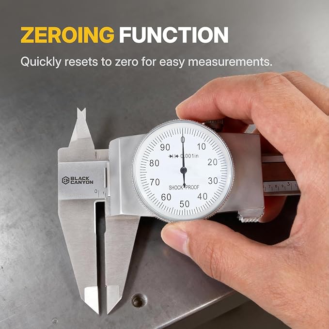 BLACK CANYON 6" Dial Caliper, 6 Inches Measurement, Caliper Measuring Tool, 0.001 inch fine Graduation, 4-Way Measurements, Hardened 4R13 Stainless Steel, Ideal for DIY/Household