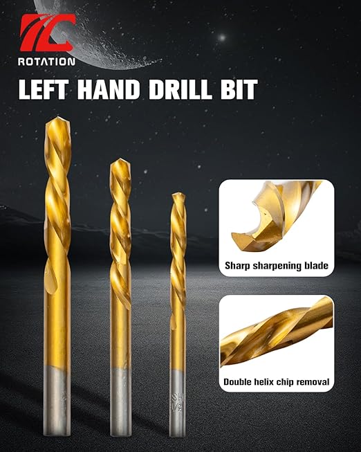 ROTATION 10-Piece Screw Extractor and Drill Bits Set, Bolt Remover Kit, for Removing Stripped Screws & Broken Bolts, HSS & CR-MO