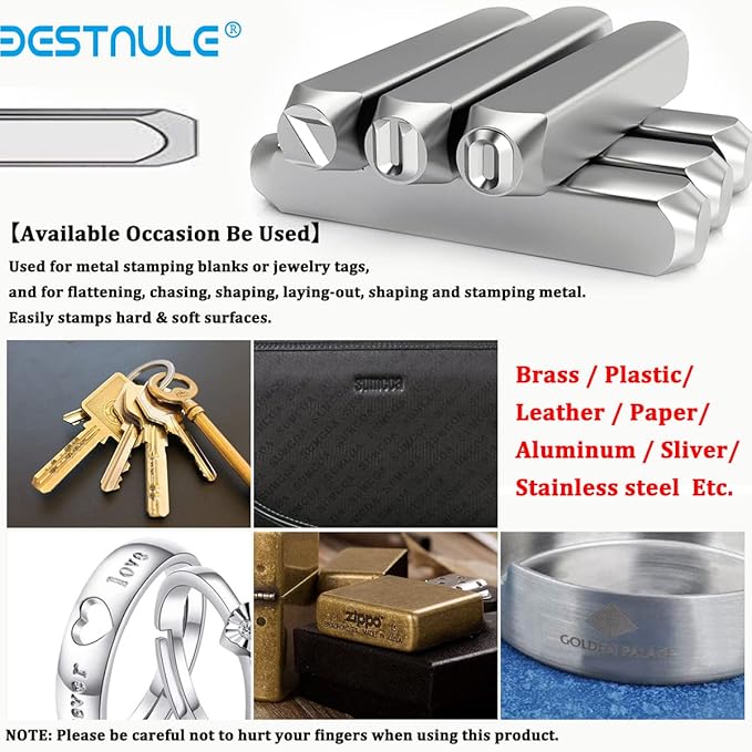 BESTNULE Metal Stamping Kit, Number and Letter Stamp Set (A-Z, 0-9 and &, Love Symbol), Industrial Grade Hardened Carbon Steel, Perfect for Imprinting Metal, Wood, Plastic, Leather (1/4", 6MM)