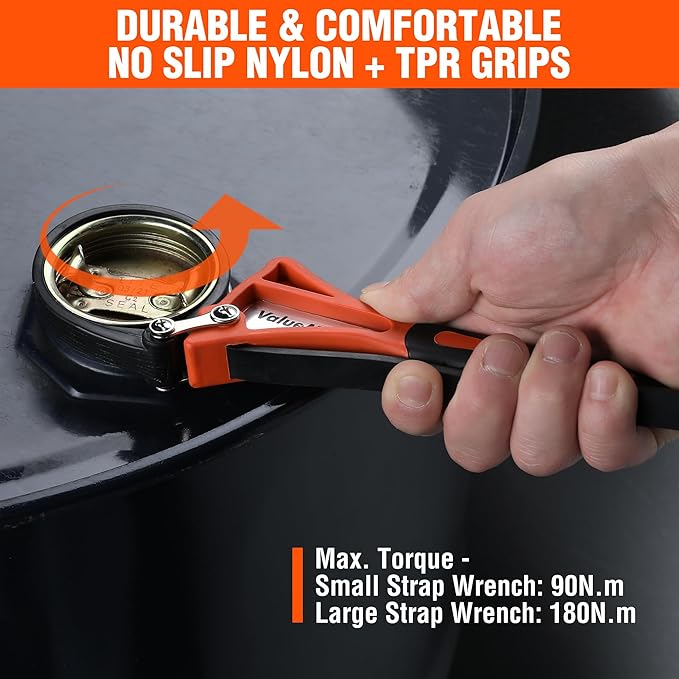ValueMax 2-piece Strap Wrench Set, Adjustable Oil Filter Wrench with Max Diameter 4" (Small) & 6" (Large) for Shower Head Water Filter, Jar Opener Set