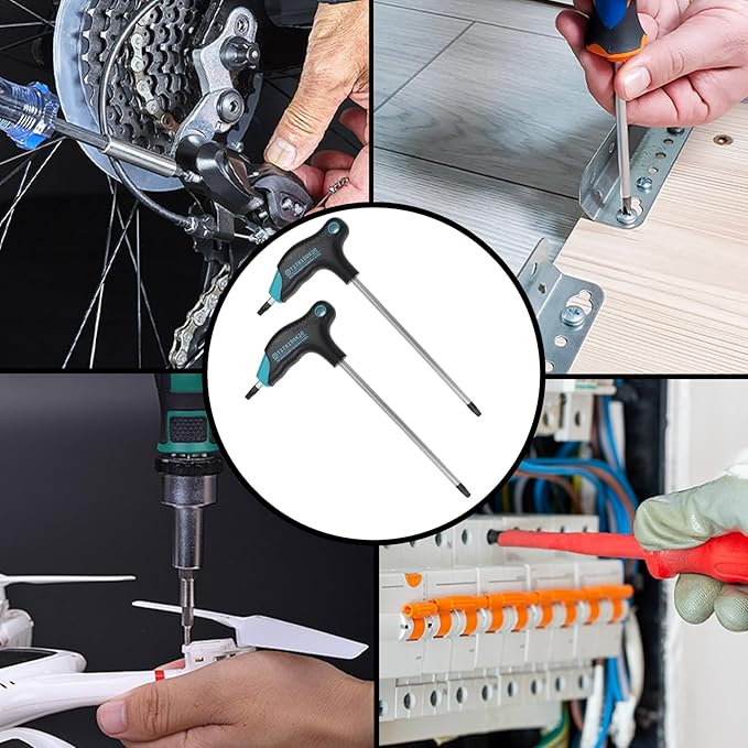 Antrader T27 Torx Wrench,Anti Tamper Proof Hex Key,Cr-V Steel T-Handle Dual End Long Arm Screwdriver 2pcs