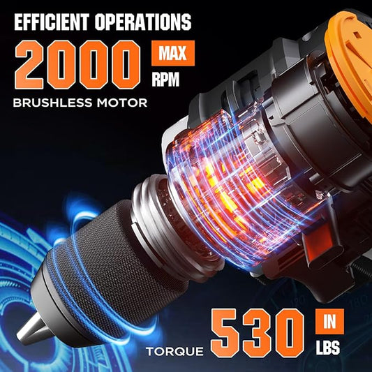 Litheli 20V Brushless Cordless Drill Driver, 530 In-lbs High Torque, 1/2 Inch Keyless Chuck, 2000 RPM, 2.0Ah Battery (Power Bank Function), Type-C Charging, Lightweight Electric Drill for DIY