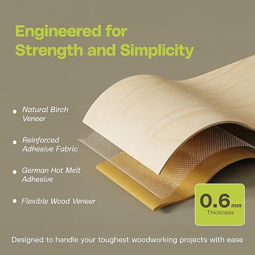 Edge Supply Birch Pre-Finished 1 in x 250 ft Roll with a Clear Lacquer UV Finish ??Pre-Glued Iron On Real Wood Veneer Edging ??Edge Banding Tape with Hot Melt Adhesive, Ideal for Furniture & DIY.