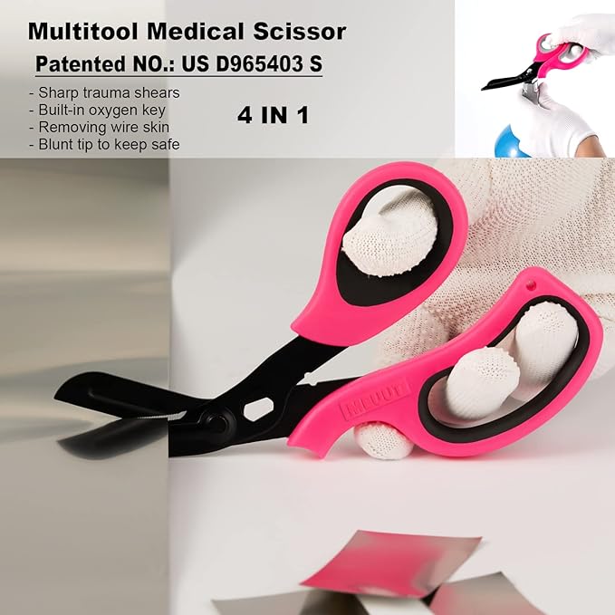 MEUUT 2 Pack Medical Scissors Trauma Shears for Nurses - Patented Bandage Scissors Heavy Duty Surgical Grade EMT Scissor for EMT Workers