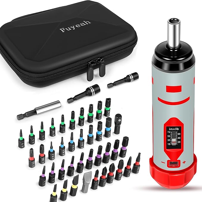 Torque Screwdriver Set 7.91 N쨌m (10-70 in-lbs) 1/4" Drive with 40 S2 Bits, Extended Bits Holder, Sleeve and Storage Bag, Perfect for Bike Repair, Scope Mounting, and Professional Maintenance