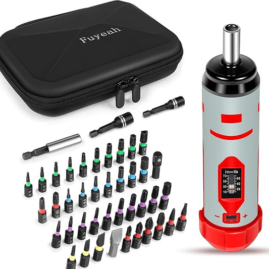 Torque Screwdriver Set 7.91 N쨌m (10-70 in-lbs) 1/4" Drive with 40 S2 Bits, Extended Bits Holder, Sleeve and Storage Bag, Perfect for Bike Repair, Scope Mounting, and Professional Maintenance