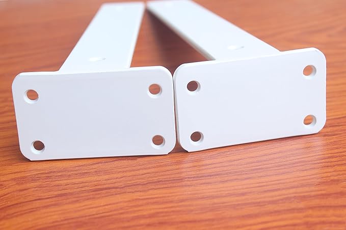 12 Pack - 10 inch White Hidden L Shelf Bracket (1/5 Inch Thicked) Iron Floating Shelf Brackets Rustic Industrial Metal Brackets for Shelf Support