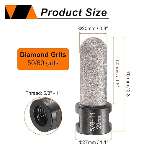 HARFINGTON 2pcs Diamond Finger Bit 20mm Dia Dry Core with 5/8"-11 Thread Diamond Chamfer Bit for Enlarging Shaping Milling Existing Holes on Porcelain Tile Ceramic Marble Countertop, Black
