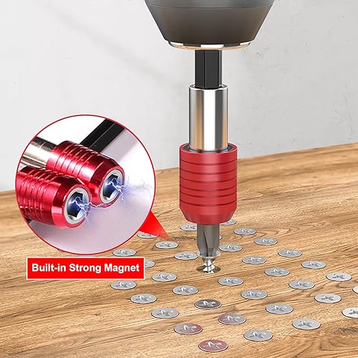Mwellewm Drill Bit Extension Set, 4Pcs Magnetic Drill Screwdriver Bit Holder Bar Chuck Adapter Extender 1/4 inch Hex Quick Release Bit Holder for Impact Driver Screws Nuts Drill (Pack of 2)