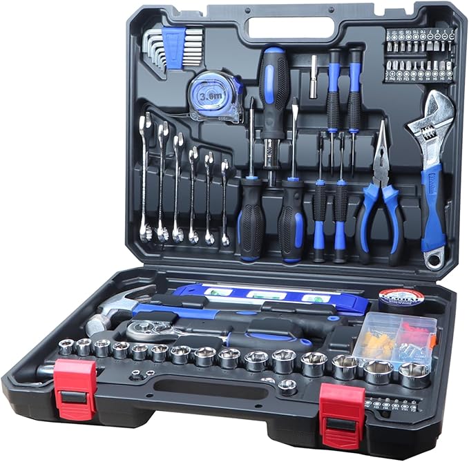 jar-owl Home Tool Kit Tool Set 146 Pieces Metric Household Hand Tool Kit竊똀uto Repair Tool Set with Portable Toolbox for Homeowner, Diyer, Handyman
