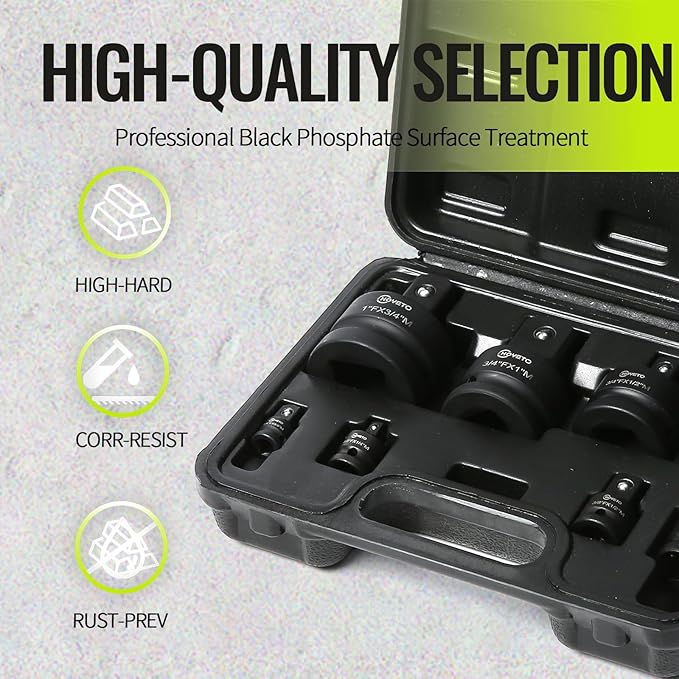 8-PC Impact Socket Adapter Set | Cr-Mo Steel | Impact Driver & Wrench Conversion Kit | Impact Socket Adapters with Ball Detent for Industrial Rotation