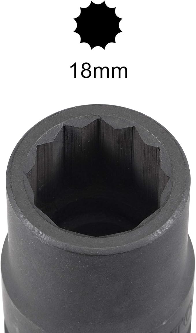 uxcell 3/4-Inch Drive 18mm 12-Point Impact Socket, CR-MO Steel 56mm Length, Standard Metric Sizes