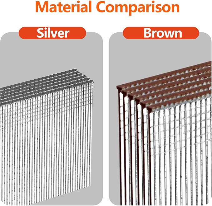 18 Gauge Galvanized Brad Nails, Brown T-head 1-1/4 Inch 2000-Pack, Small Finishing Nail Gun Nails for Pneumatic, Electric 18GA Brad Nailer Gun