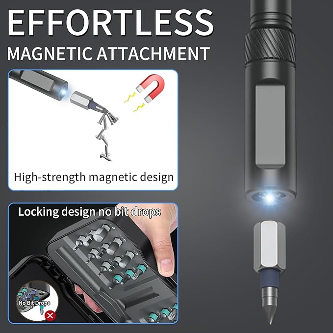 24-in-1 Magnetic Screwdriver Set - DIY Ratchet Screwdriver Kit with 24 Bits, Detachable Handle, & Precision Repair Tools for Furniture, Computers, Bikes (Black)