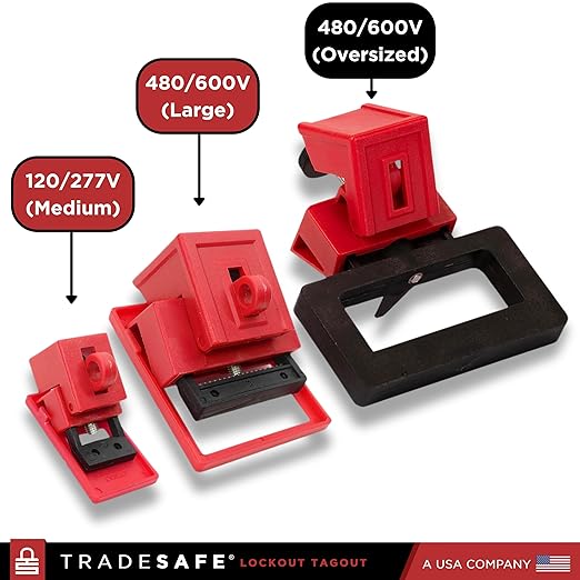 TRADESAFE Circuit Breaker Lockout Device, 3 Pack, 480/600 Volt, Clamp-on Breaker Lock Out Device, OSHA Compliant, Premium Grade, Extra Large