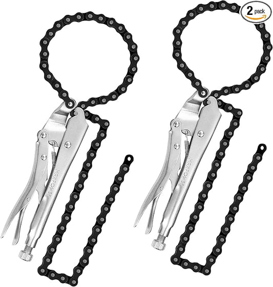 MAXPOWER Locking Chain Clamp, 9-Inch Locking Chian Pliers with 35.8-Inch Chain, 2 Pack