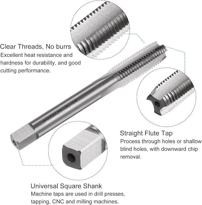 uxcell Metric Tap and Drill Bit Set, M10 x 1.25 Thread Tap & 8.8mm Black Oxide Twist Drill Bit, Straight Flute Tap Tapping Threading Repair Tool Kit
