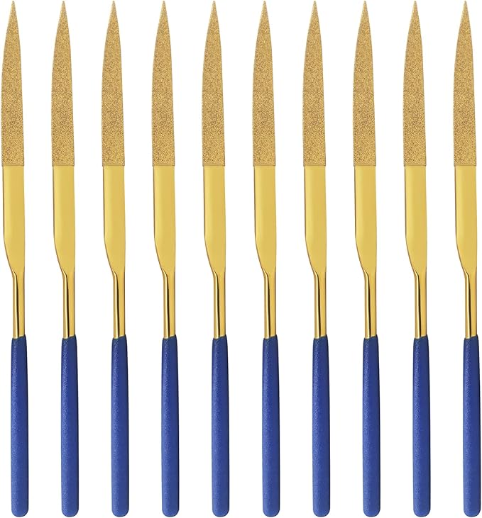 10 PCS Diamond Needle File (3×140mm) 150 Grit Titanium Coated Mini Metal Files Cutter Point Files for Precision Metal File Work Miniature DIY Jewelers/Glass/Ceramic