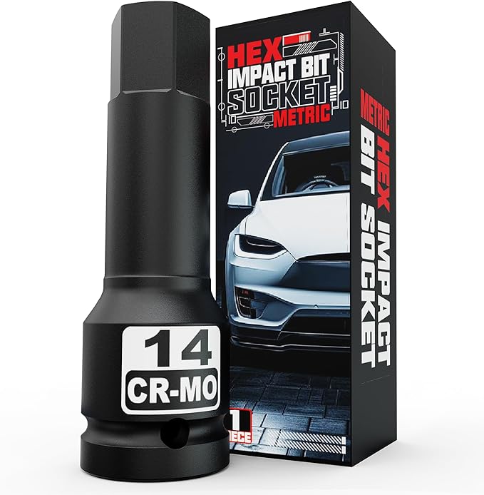 1/2" Drive 14 mm Hex Impact Bit Socket, H14 Allen Bit Socket, Metric, Cr-Mo Steel, Automotive Repair Industrial Maintenance and DIY Enthusiasts Alike