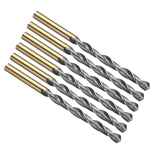 PATIKIL 5.5mm Drill Bit, Jobber Straight Shank 4341 High-Speed Steel 118째 Black and Gold Finish for Medium-Hard Metal Steel Acrylic - 6 Pack