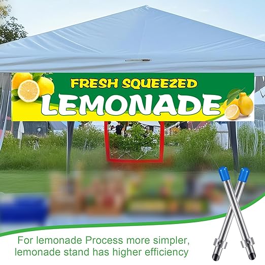 Lasnten 2 Pack Straw Puncher for Plastic Lids Lemonade Cups, Stainless Steel Straw Hole Puncher Punching Tools for Cafe Drinks Fresh Squeezed Lemonade Stand Supplies (6.3 Inch,Blue)