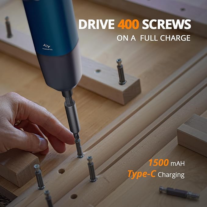 Tilswall Electric Screwdriver, 4V Cordless Screwdriver Rechargeable, Max 6N쨌m Power Screwdriver with 12pcs Bits, 1pc Extension, LED Work Lamp, USB-C Charging Cable, Meeting Daily Needs Effectively