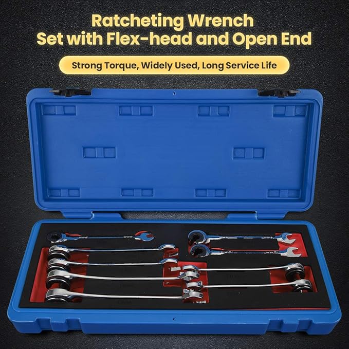 Anbull Tubing Ratchet Wrench Set Metric 9pcs竊?-17mm竊? Combination Ratcheting Wrench Set with Open-end Fixed Head, 72 Gears CR-V Chrome Vanadium Steel Constructed