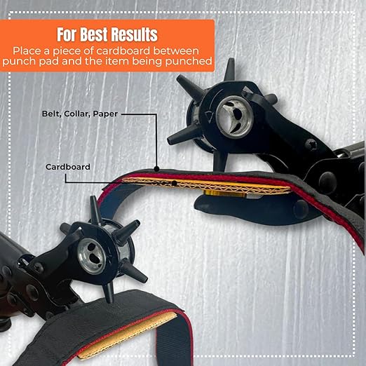 Adorox Heavy Duty Quality & Professional Design Revolving Hole Punch Pliers Kit ??with Steel Ruler & File, Puncher with 6 Hole Sizes for Belts, Watch Straps, Saddles, Shoes & DIY Crafts