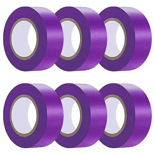 6 Pack Purple Flagging Tape, Non-Adhesive Plastic Ribbon Neon Marking Roll, 1inch*600ft, Marking Tape for Tree Marking, Hunting, Boundaries and Hazardous Areas,Trail Marking