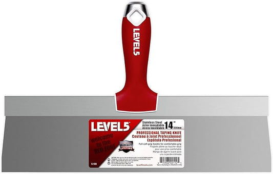 14" Soft-Grip Stainless Steel Taping Knife - LEVEL5 | Pro-Grade | Metal Hammer End | 5-138