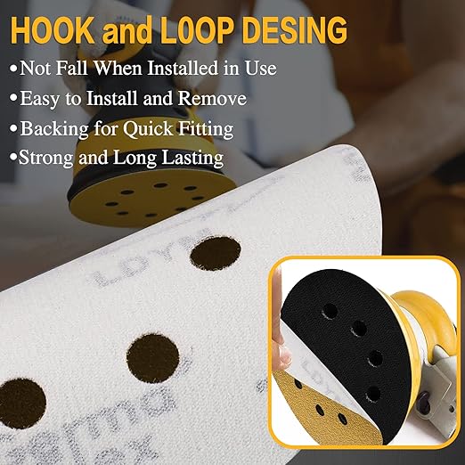 80PCS 5 Inch 8 Hole Sanding Discs 40 Grit,Gold Round Hook and Loop Sandpaper for Random Orbital Sander