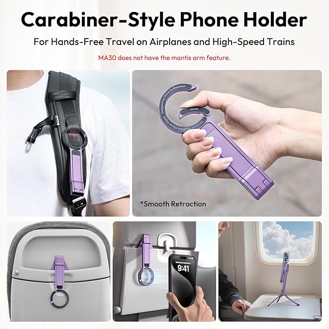ULANZI MA30 Magnetic Phone Tripod Stand for iPhone, Aluminium Maglock Smartphone Mini Tripod Pocket Cell Phone Stand Strong Magnet Compatible with iPhone 17 16 15 14 13 12 Series, Lavender