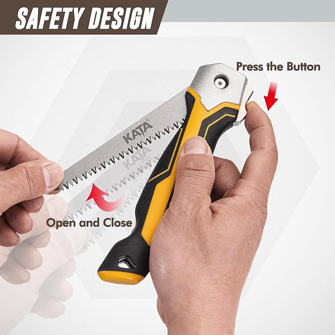 KATA Folding Drywall Jab Saw, Drywall knife with Soft Grip Handle, Keyhole Handsaw, Jab Saw with 7TPI Triple Teeth 65Mn Steel Sharp Blade for Wallboard, Plywood Sheetrock and PVC Cutting